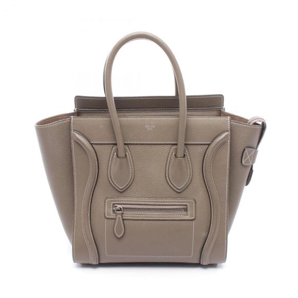 Celine Luggage Micro Shopper Handbag, Leather, Women's, Beige, 189793DRV - Picture 1 of 12